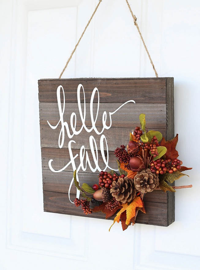 DYI Fall Decor - Hello Fall Door Hanger