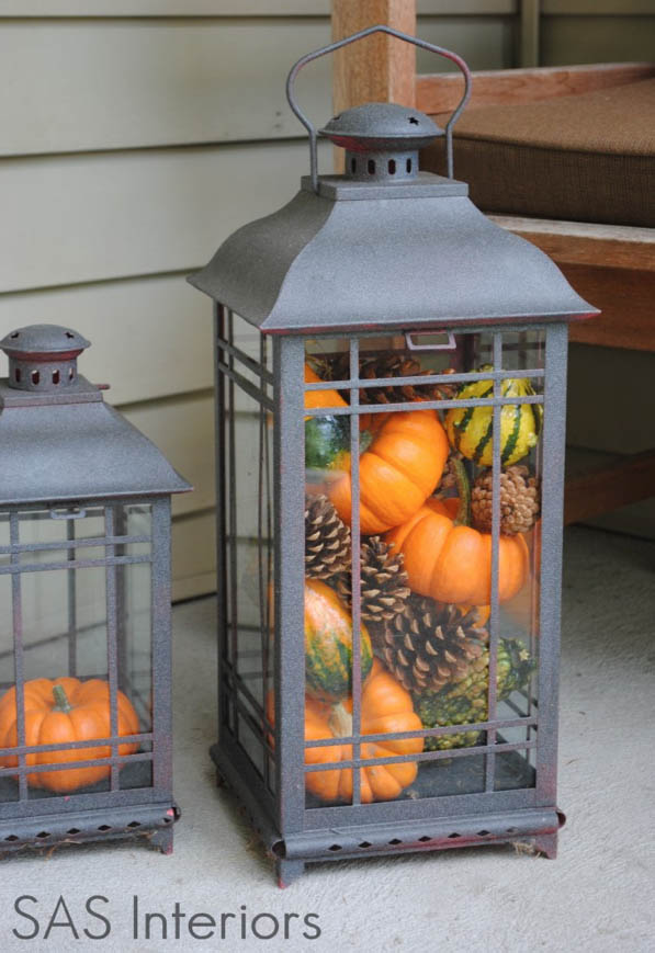 DYI Fall Decor - Pumpkin Porch Lamps